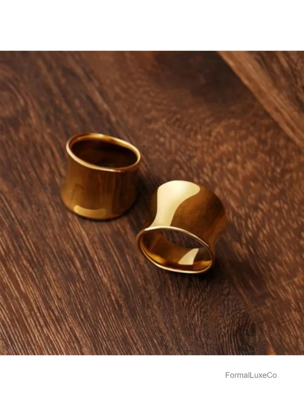 Wide Statement Band Rings for Women, 14K Gold Plated, Thumb Ring, Size 7
